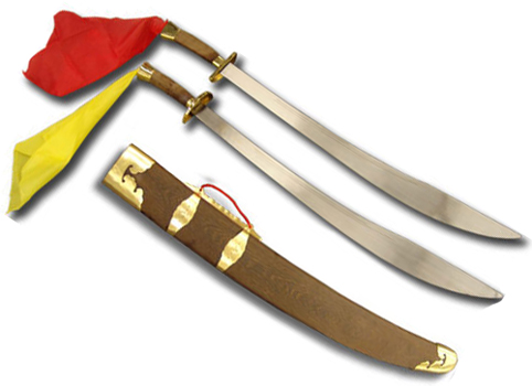 Double Broadsword Han Ding Huali Wood Scabbard花梨木双刀