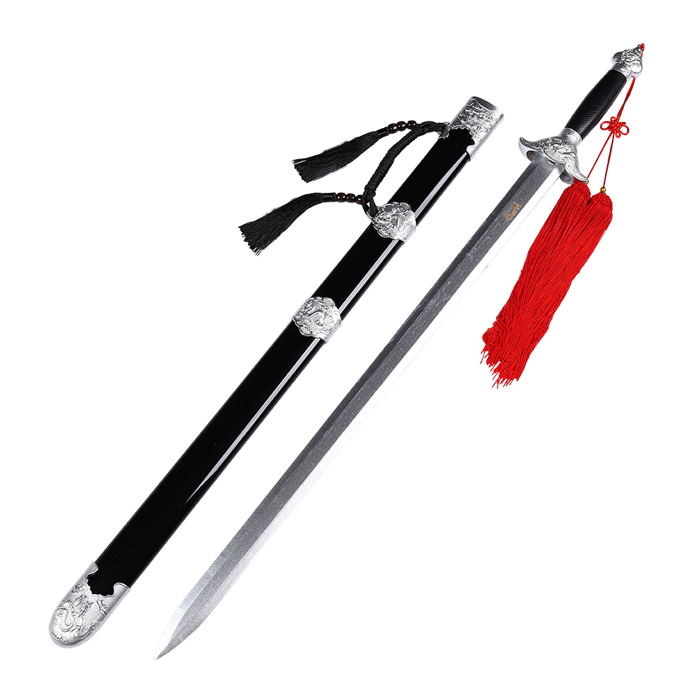 Bamboo Straight Sword with High-Gloss Black Scabbard