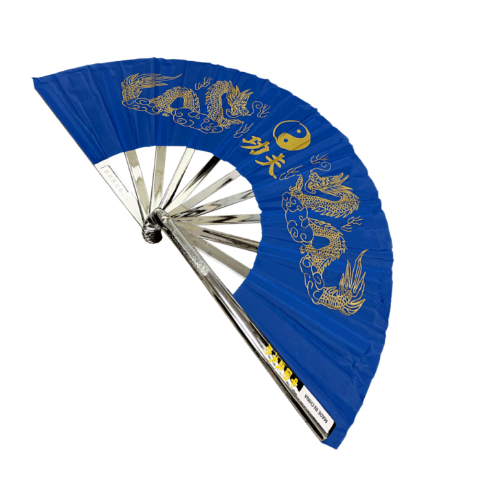 Metal Alloy Golden Dragon Kung Fu Fan (Fan001) – Striking Blue Elegance