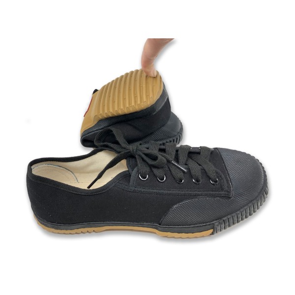 Warrior Wushu KungFu Pure Black Canvas Shoes (FT013)