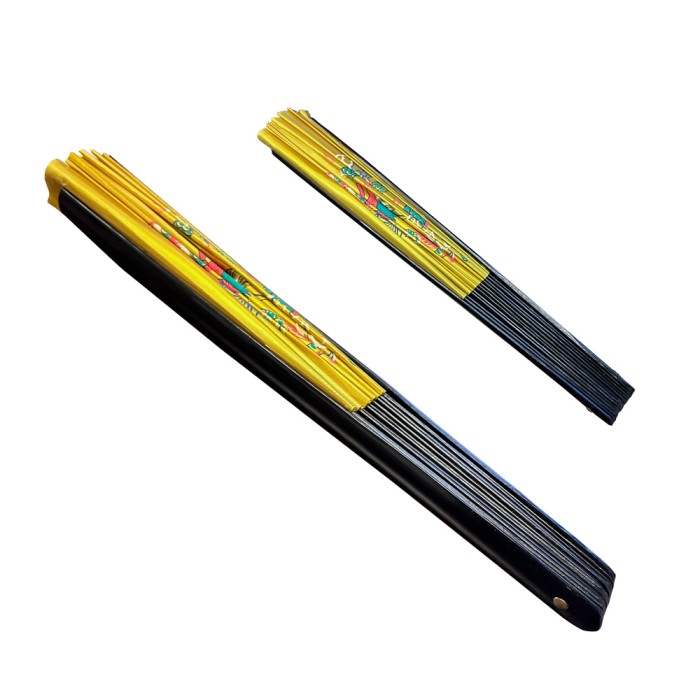 Golden Taichi Kung Fu Fan with Dragon Phoenix Design (Fan04)