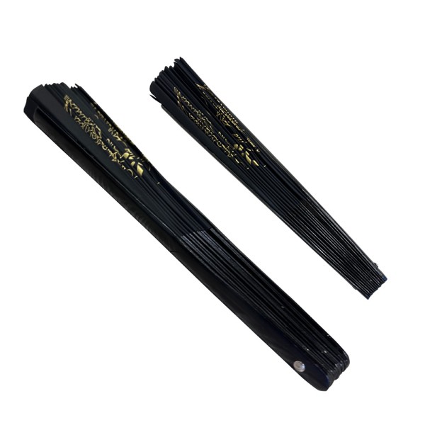 Black Twin Golden Dragon Tai Chi Kung Fu Bamboo Rib Fan (Fan07)