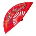  Fan09-L Red Dragon Phoenix Taichi kungfu Bamboo Rib Fan - LEFT HAND ONLY