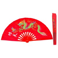 Fan10 Red Dragon Tai Chi Kung Fu Fan with Bamboo Ribs