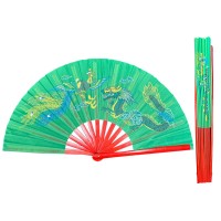 Fan14 Green Dragon Phoenix Design Tai Chi Fan - Lightweight and Durable for Traditional Art Routines and Display
