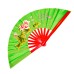  Fan15-1 Apple Green Mudan Flower Taiji Kungfu Fan - Beautiful Design with Chinese Poem