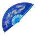  Fan17 Blue Dragon Phoenix Taichi Fan with blue Bamboo Rib