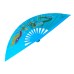  Fan21 Lake Bule Dragon Phoenix Tai chi Fan with Blue Bamboo Rib Fan