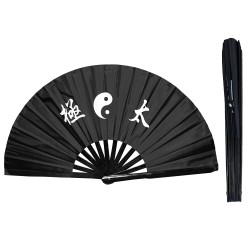 Fan22 Tai Chi Design Lightweight Bamboo Rib Fan with Black Nylon Base