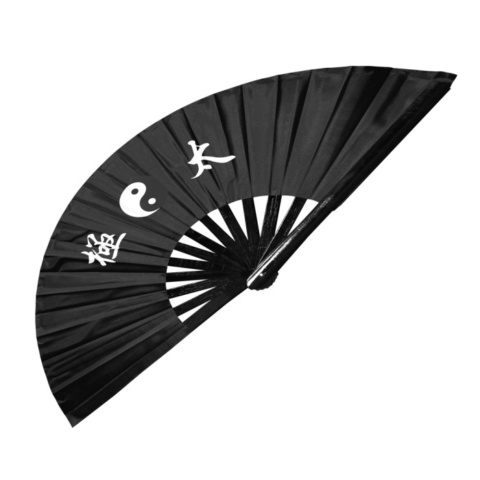 Tai Chi Design Lightweight Bamboo Rib Fan with White and Black Logo (Fan22)