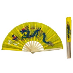 Fan30- Blue Dragon and Phoenix Tai Chi Kung Fu fan Bamboo Rib