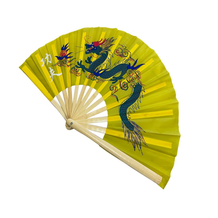 Yellow Tai Chi & Kung Fu Fan (Fan23) – Lightweight Bamboo Martial Arts Fan