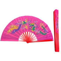 Fan28 Pink Dragon Phoenix Taichi kungfu Fan