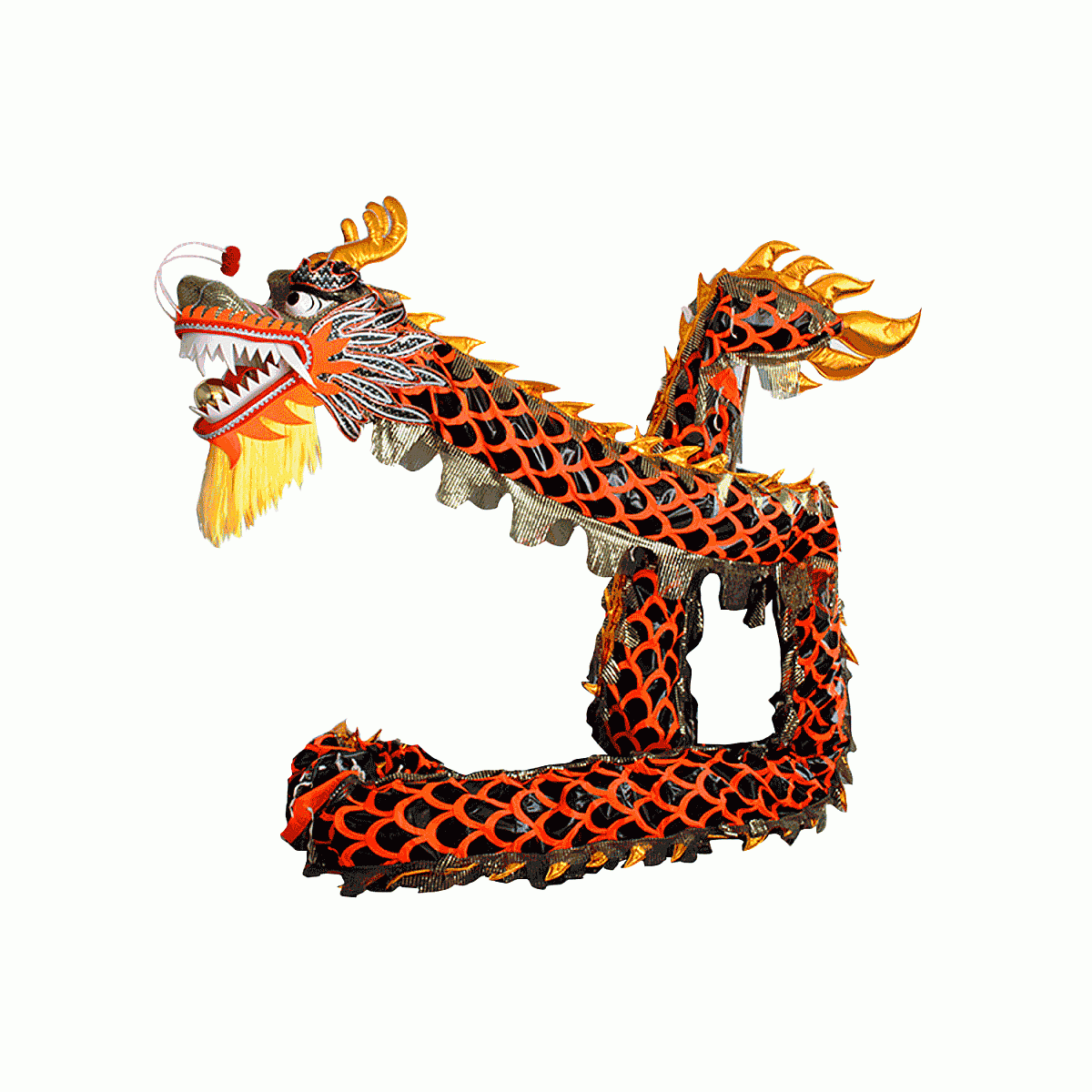 Black Body with Red Scales Dragon Costume Featuring Golden Dragon Fins (D1327) – Pre-Order Only!