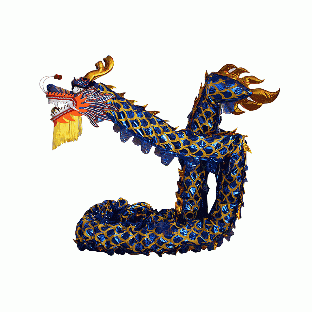 Sapphire Blue Laser Body Dragon with Golden Scales – Competition Dragon Dance Costume (D1322) – Pre-Order Only!