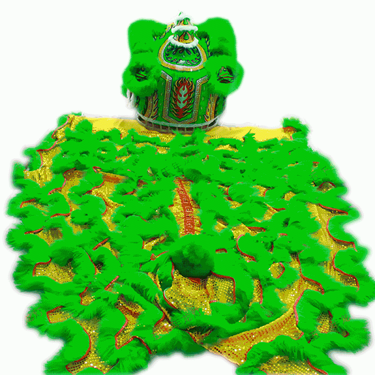 D1303 Green Fut-San Lion Dance Costume – Competition Green Lion (Full Set)