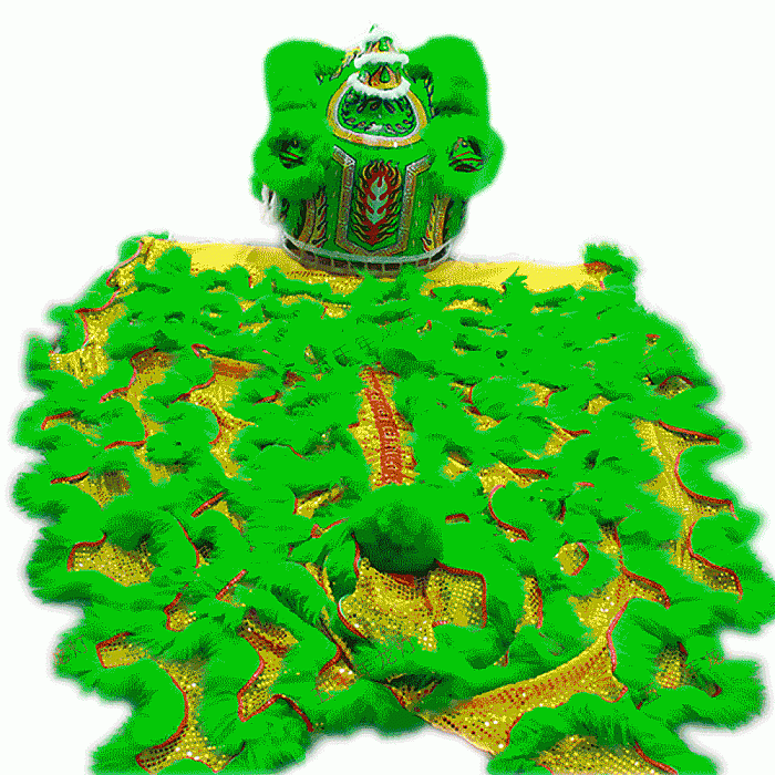 D1303 Green Fut-San Lion Dance Costume – Competition Green Lion (Full Set)