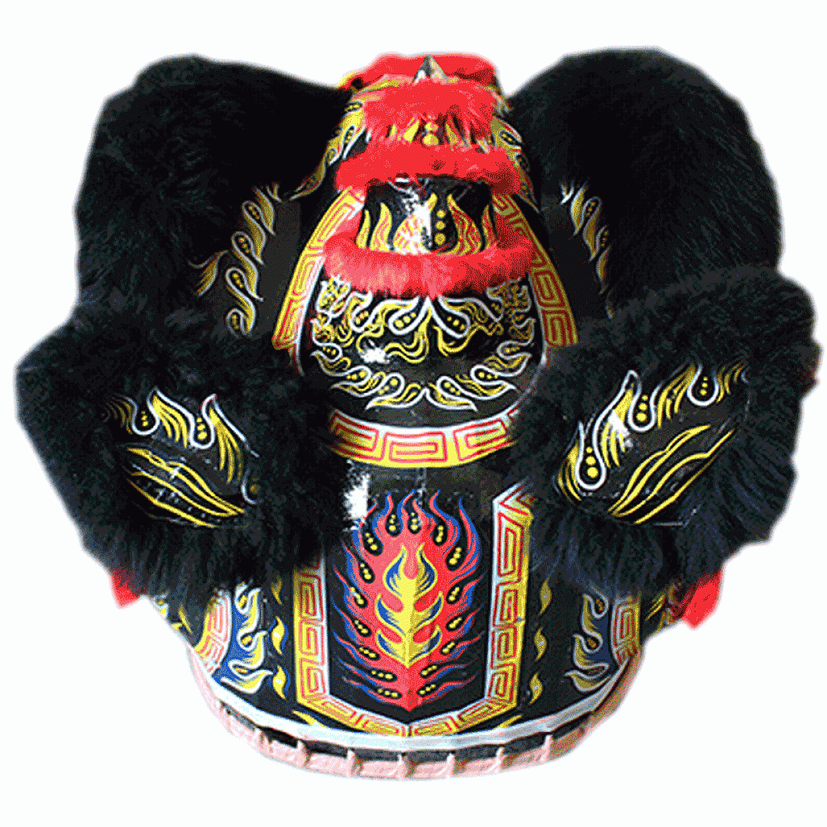 D1308 Majestic Black Fut-San Lion Dance Costume – Competition Size #3 with Red Laser Accents