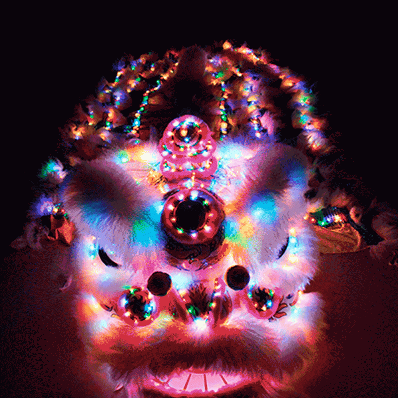 D1309 LED Luminous Fut-San Lion Dance Costume – 5 Color Options with Remote Control