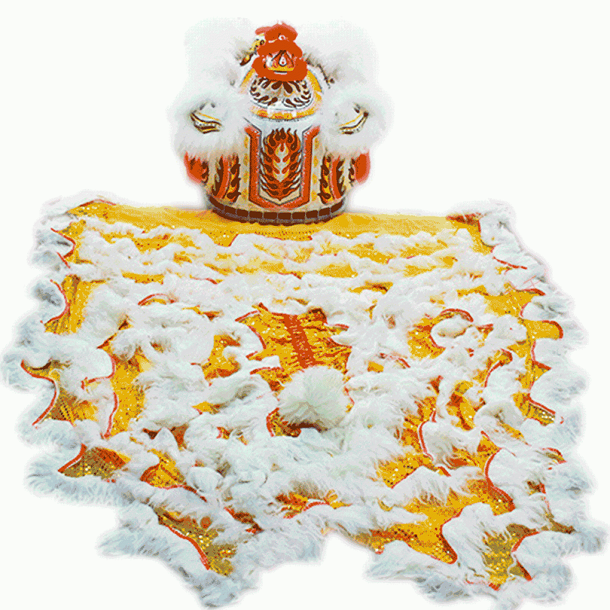 D1302 Golden Fut-San Lion Dance Costume – Competition Gold Lion (Full Set)