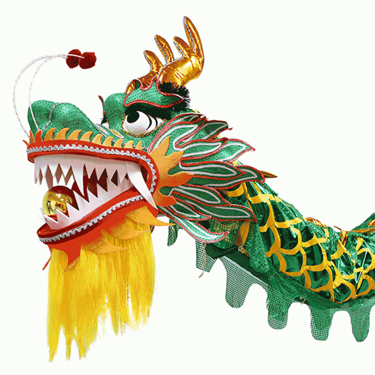 D1323 - Green Laser Body with Golden Scales Dragon -Chinese Dragon Dance Costume