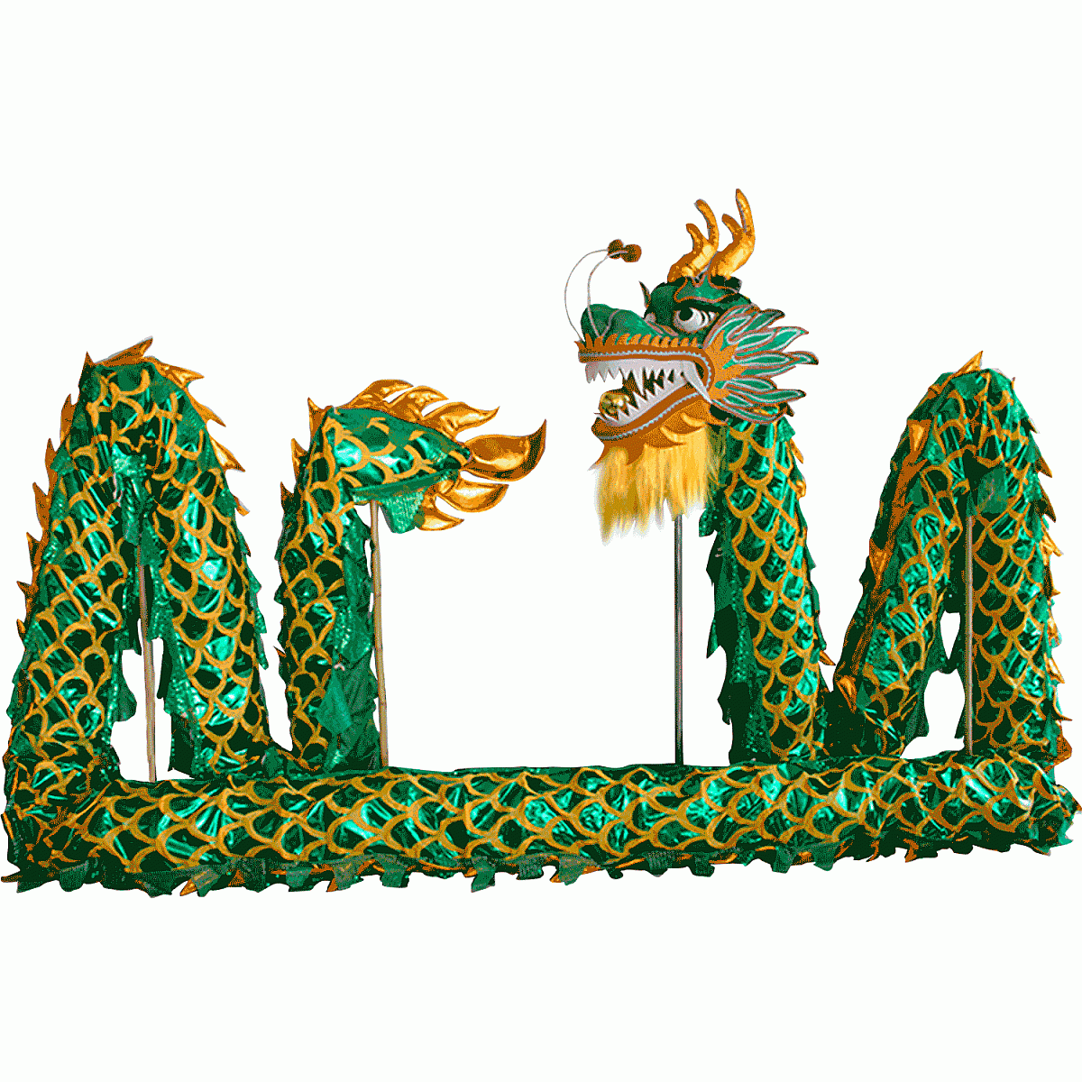 Green Laser Body Dragon with Golden Scales – Competition Dragon Dance Costume (D1323) – Pre-Order Only!