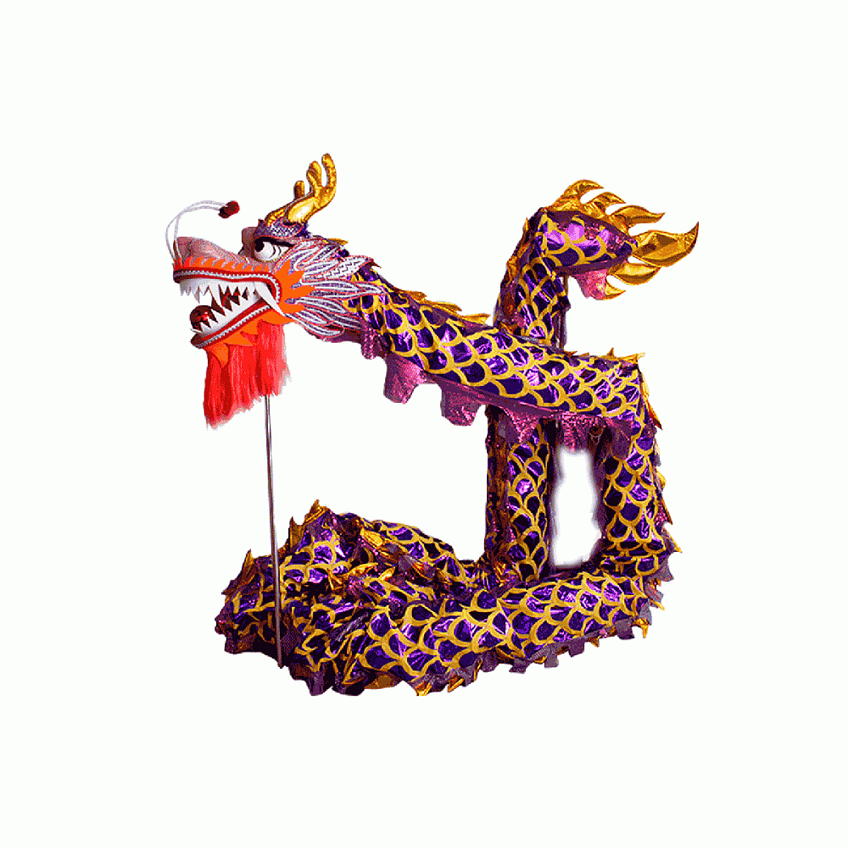 Purple Laser Body with Golden Scales Dragon – Chinese Dragon Dance Costume (D1325)