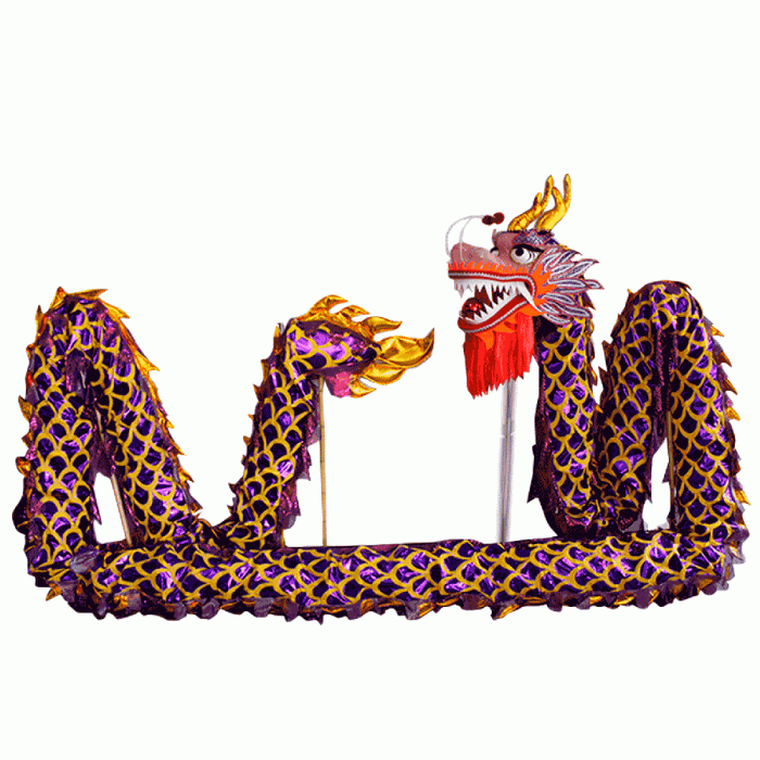 D1325 - Purple Laser Body with Golden Scales Dragon -Chinese Dragon Dance Costume