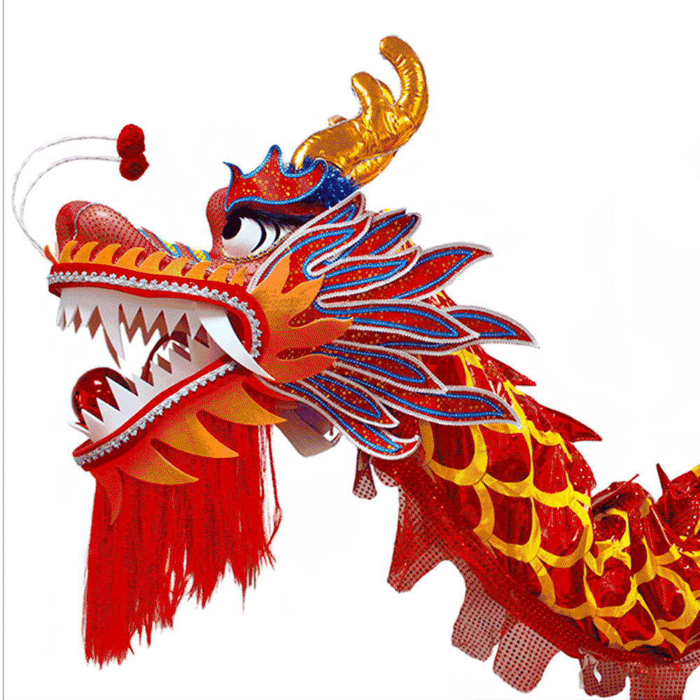 D1320 - Red Laser Body with Golden Scales Dragon -Chinese Dragon Dance Costume