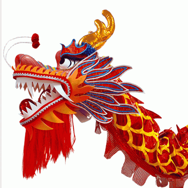 D1320 - Red Laser Body with Golden Scales Dragon -Chinese Dragon Dance Costume