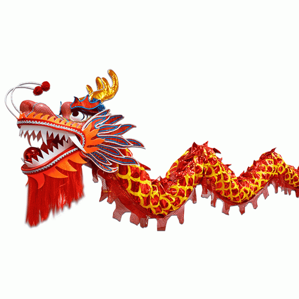 D1320 - Red Laser Body with Golden Scales Dragon -Chinese Dragon Dance Costume
