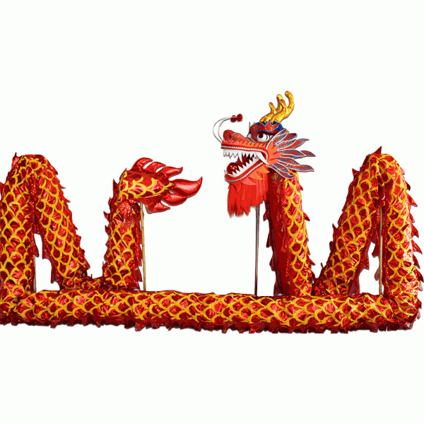D1320 - Red Laser Body with Golden Scales Dragon -Chinese Dragon Dance Costume