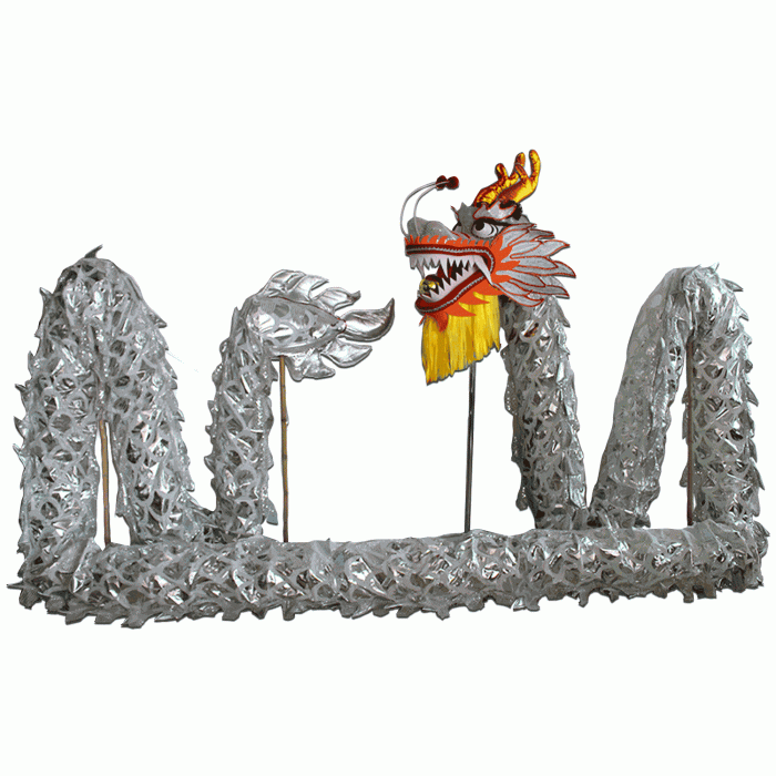 Silver Laser Body with White Scales Dragon – Competition Dragon Dance Costume (D1326) – Pre-Order Only!