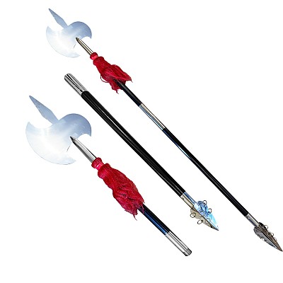 Long Handle Kungfu Axe with Black Handle (Two-Section) — Model TLW008