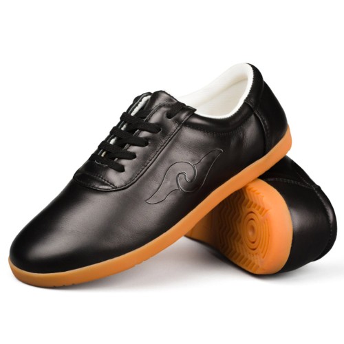 FT003 Leather Tai Chi Shoes Black 