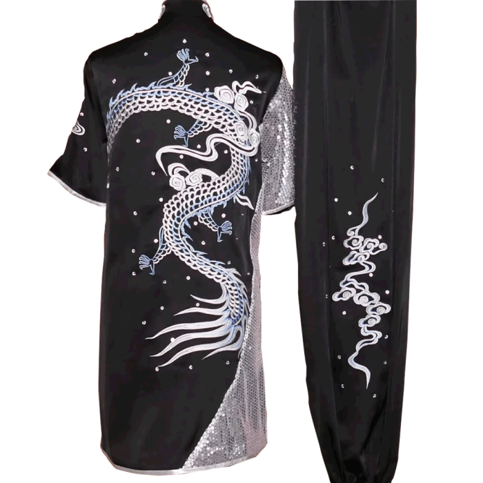 Black Kung Fu Uniform with White Dragon Embroidery (Pre-Order)