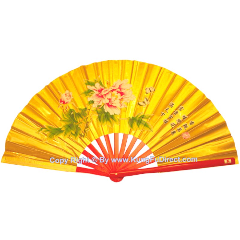 Fan05-1 - Mudan Flower Fan Golden -13"