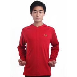 LN019-2 - Li-Ning Training Shirt Red -Long Sleeve size Small