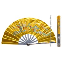 Fan01 Metal Dragon Phoenix Golden kungfuFan