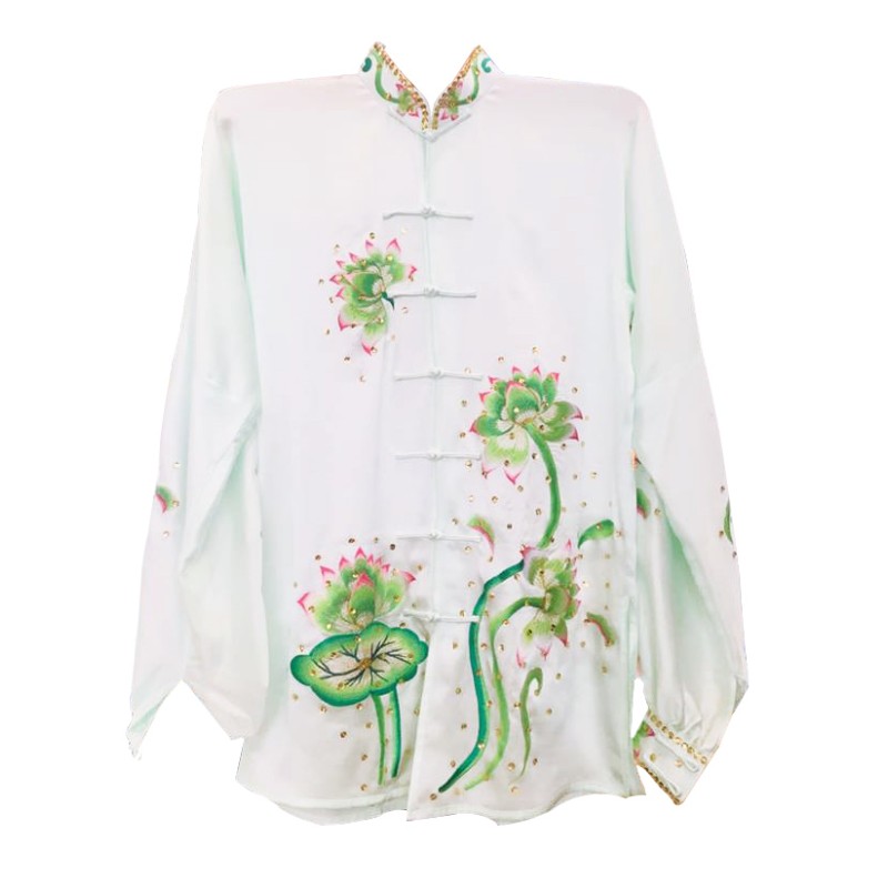 PSU006 - White Lotus Flower Embroidery Uniform