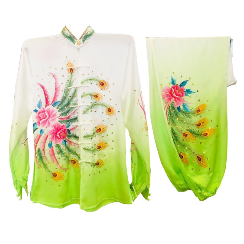 PSU008 - White/Green Flower Embroidery Uniform