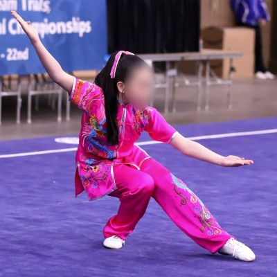 PSU012 – Hot Pink Phoenix Embroidery Silk Kung Fu Uniform