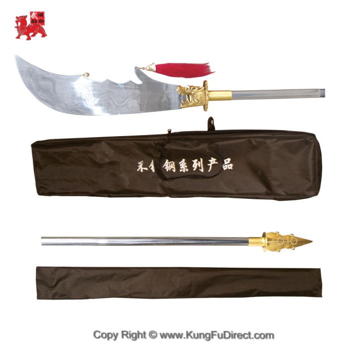 Stainless Steel Dragon Head Kwandao – Two-Piece Martial Arts Weapon (TDL001)