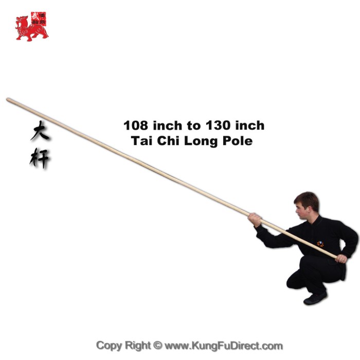 Tai Chi Long Pole – White Wax Wood Staff for Traditional Martial Arts