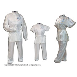 U0712 - White Satin Uniform with Dragon Design Embroidery