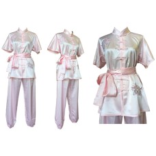 U0714 - Light Pink Satin Uniform Flower Embroidery