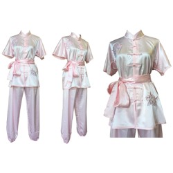 U0714 - Light Pink Satin Uniform Flower Embroidery