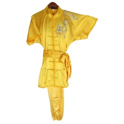 U0727 - Golden Yellow Satin Uniform with Dragon Embroidery