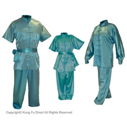 Sky Blue Satin Tai Chi Kung Fu Uniform