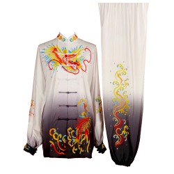UC007 - White/black Gradient Uniform with Dragon Embroidery